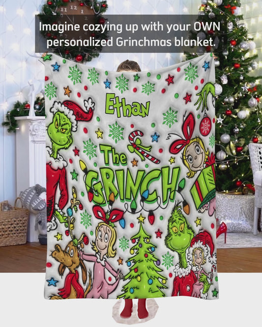 Merry Grinchmas - Personalized Stole Christmas Blanket