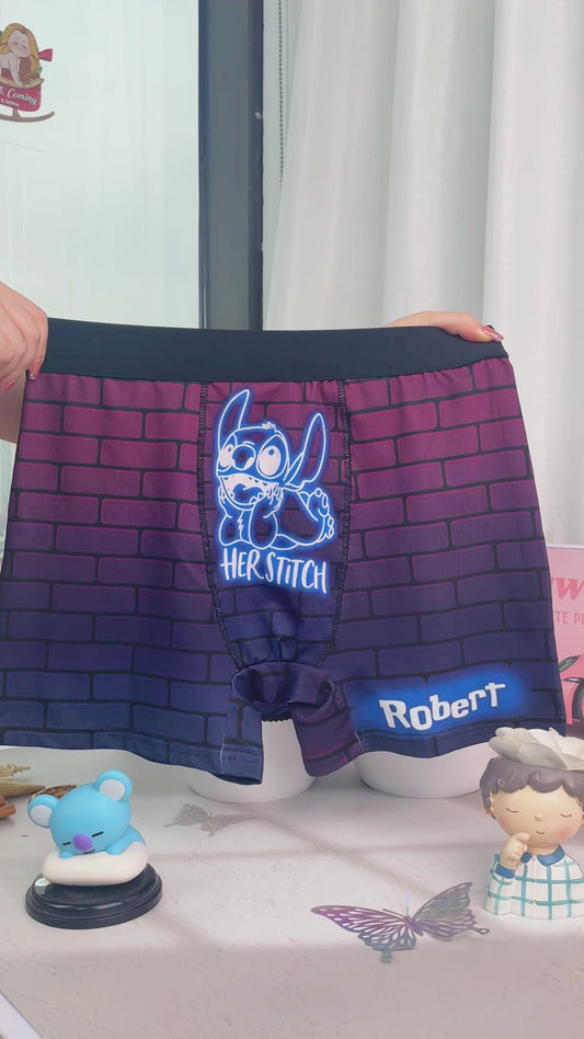 His Angel Her Stitch Ohana Neon Effect - Personalized Ohana Lace Border Women Briefs And Men’s Boxer Briefs