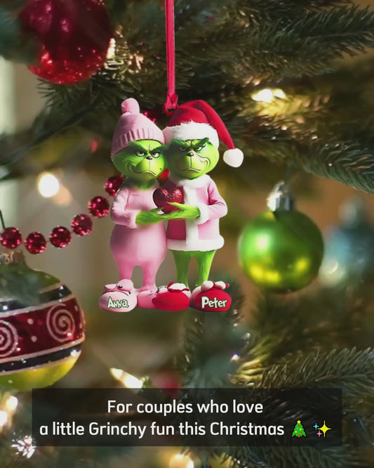 Grinchy Couple - Personalized Stole Christmas Ornament