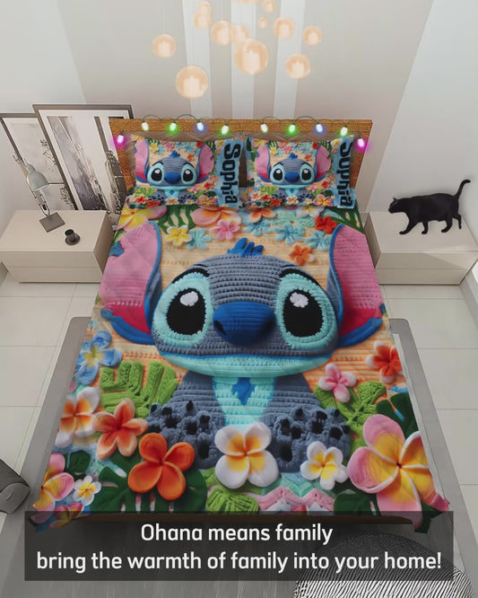 Ohana Means Family - Personalized Ohana Quilt Set