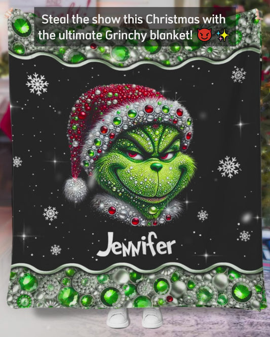 Merry Grinchmas - Personalized Stole Christmas Blanket