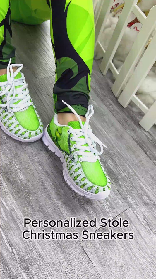 Green Mischief - Personalized Stole Christmas Sneakers