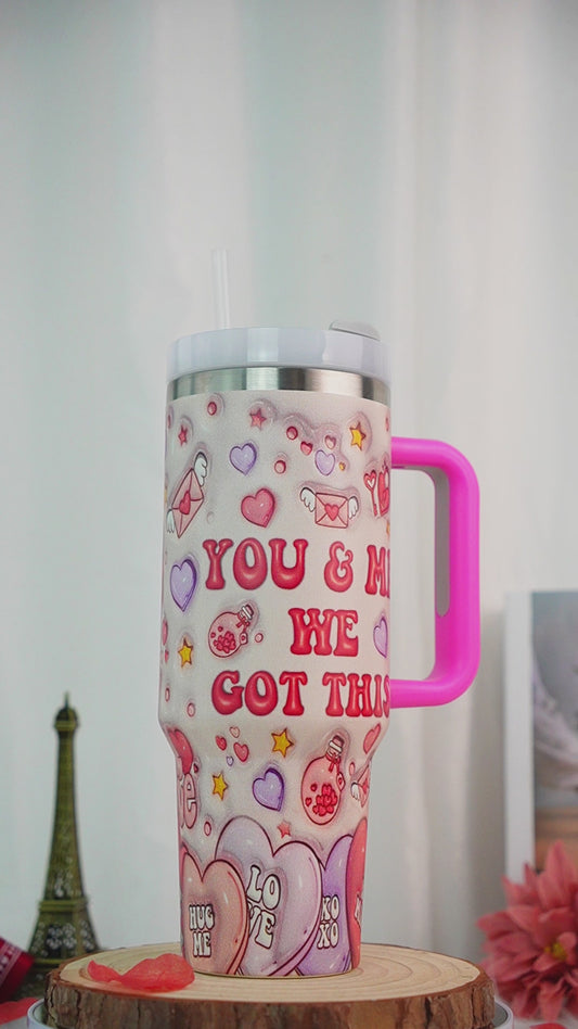 You And Me We Got This Mouse Ears Couple - Personalized Mouse Tumbler With Handle