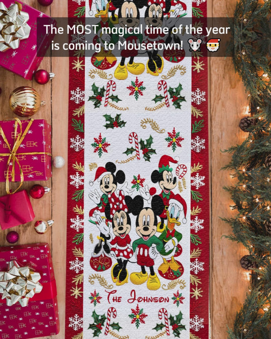Christmas Is Coming To Mousetown - Personalized Mouse Table Runner