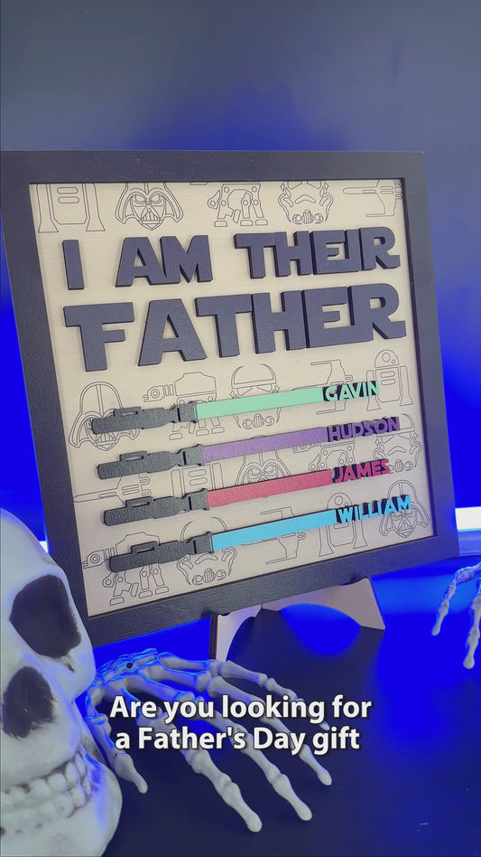 I Am Their Father Plaque for Fathers Day - Personalized Father 2 Layered Wood Sign / Wood Plaque