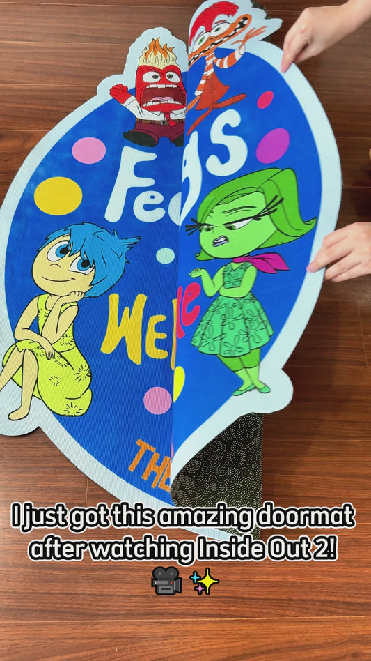 All Feelings Are Welcome Here - Personalized Shaped Doormat