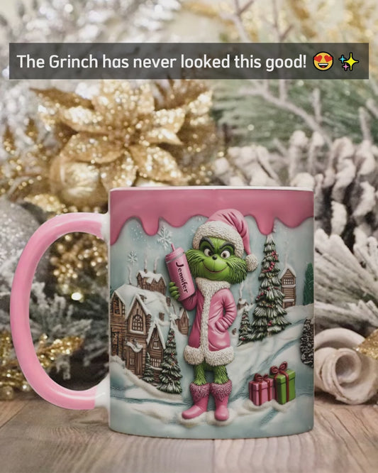 Grinchy Green Lady - Personalized Stole Christmas Accent Mug