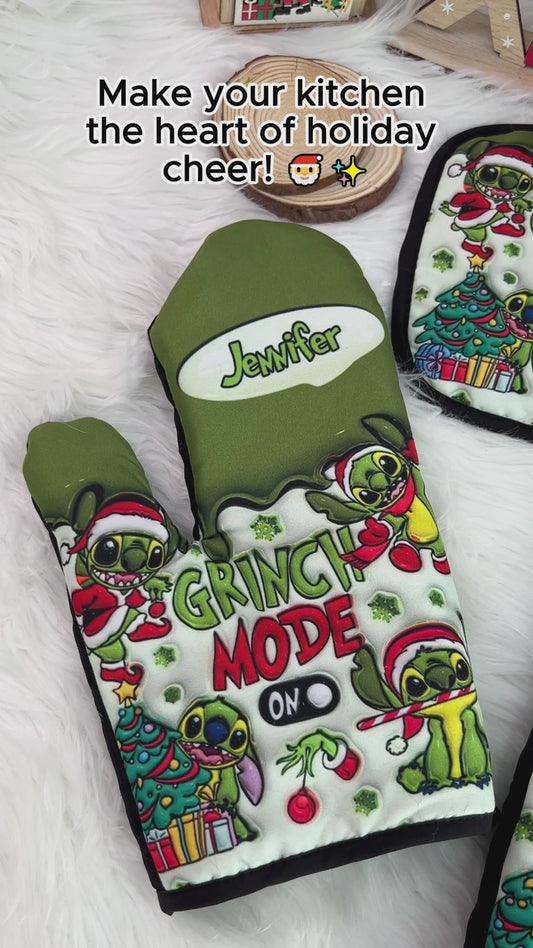 Any Name - Personalized Ohana Oven Mitts & Pot Holder Set
