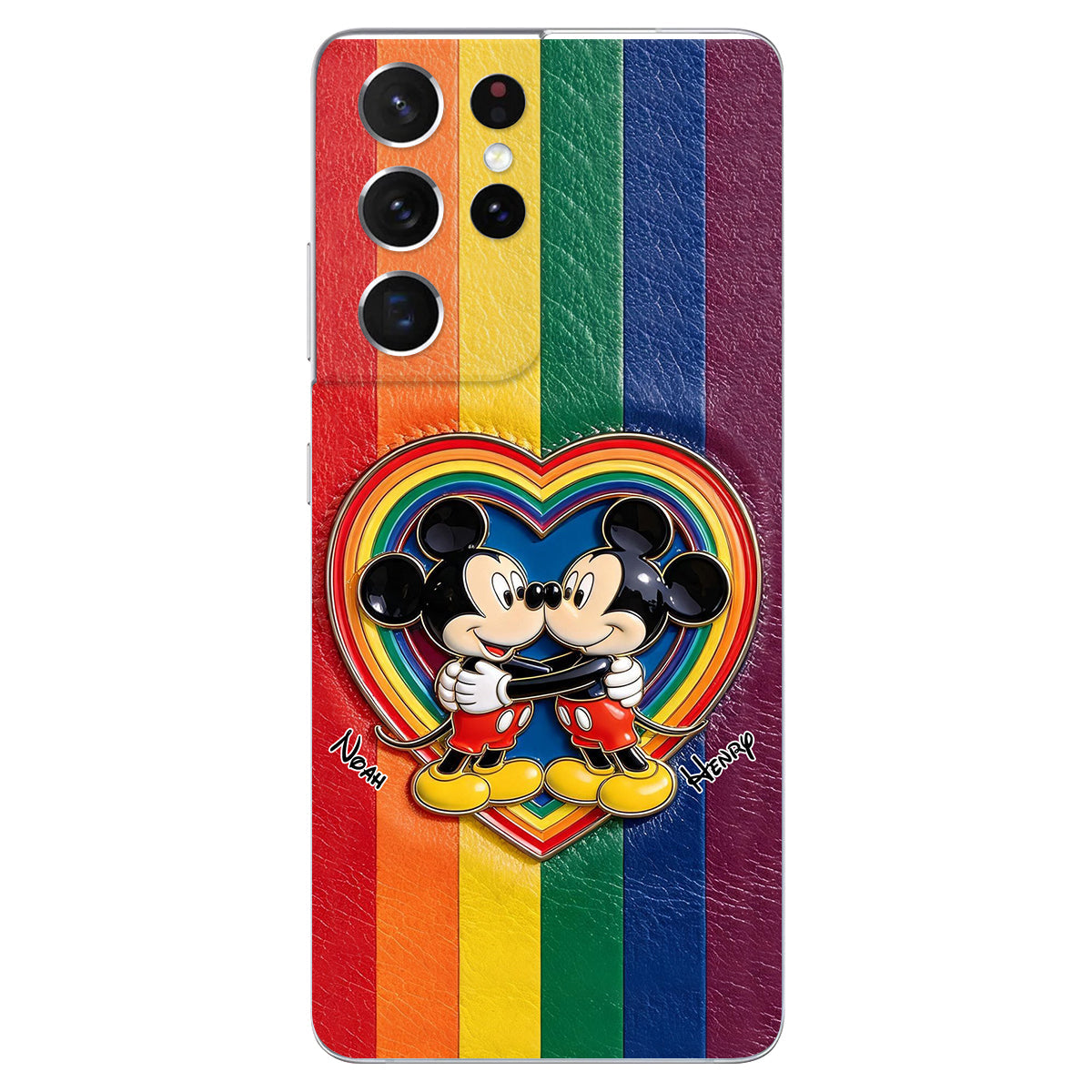 LGBT Cartoon Mouse, Pride Month - Personalized LGBT Support 3D Embossed Leather Phone Case