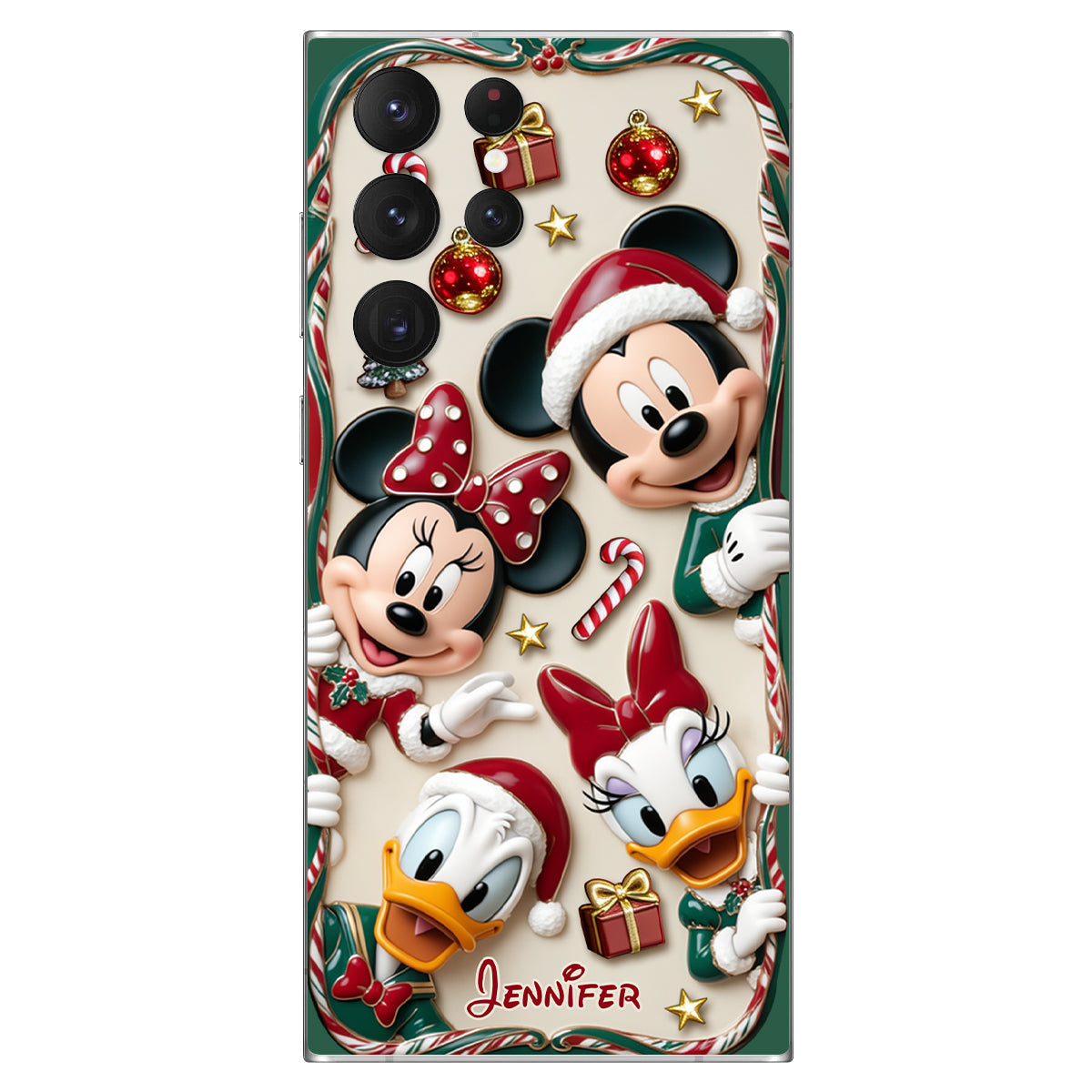 Magical Friends - Personalized Mouse 3D Embossed Leather Phone Case
