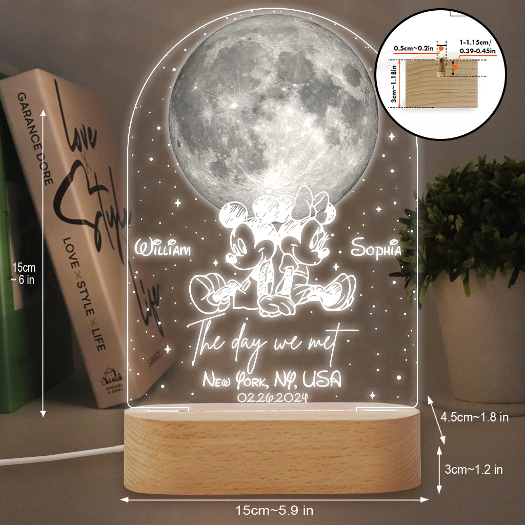 The Night We Met - Personalized Mouse Couple Shaped Plaque Light Base