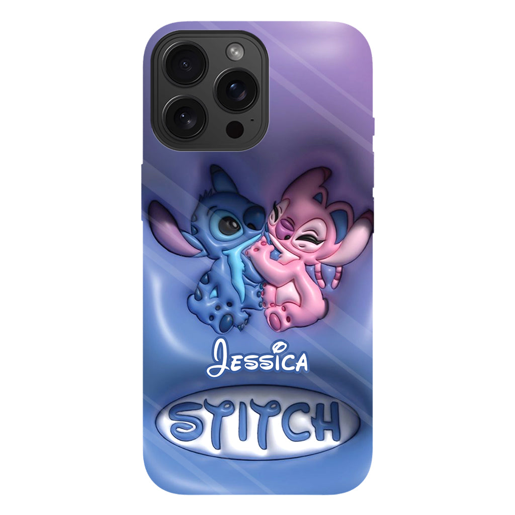 Cute Blue and Pink Alien - Personalized Ohana Full Print Phone Case