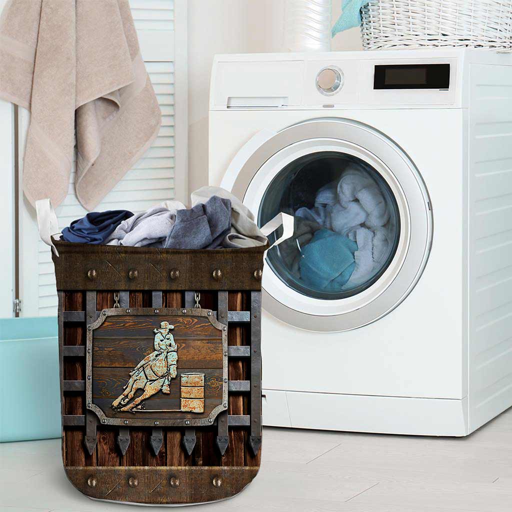 Horse Faux Wood Pattern Print Horse Storage Basket 0622