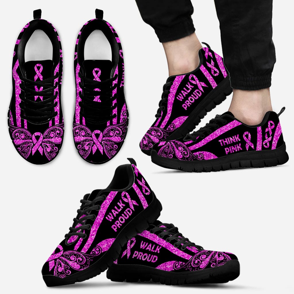 Think Pink Walk Proud Breast Cancer Awareness Sneakers 0622