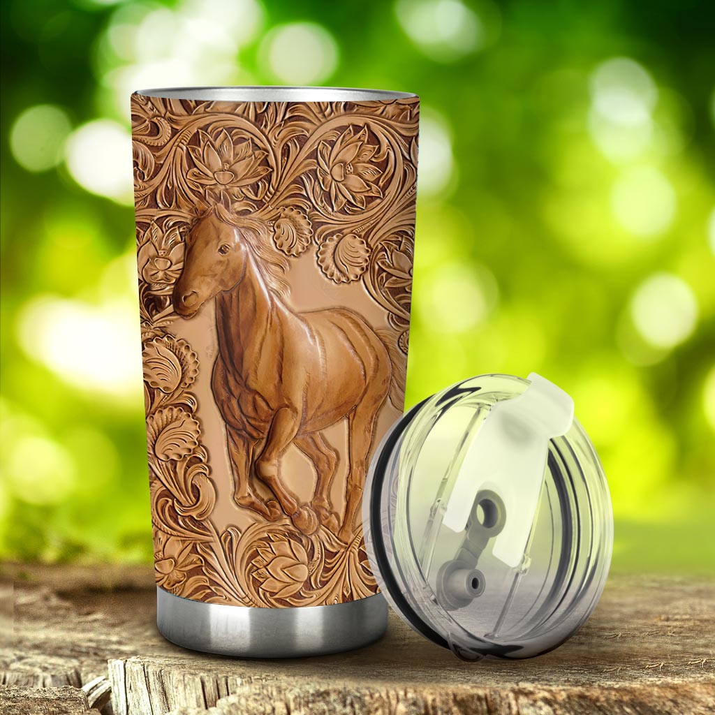 Horse Leather Pattern Print Horse Tumbler 0622