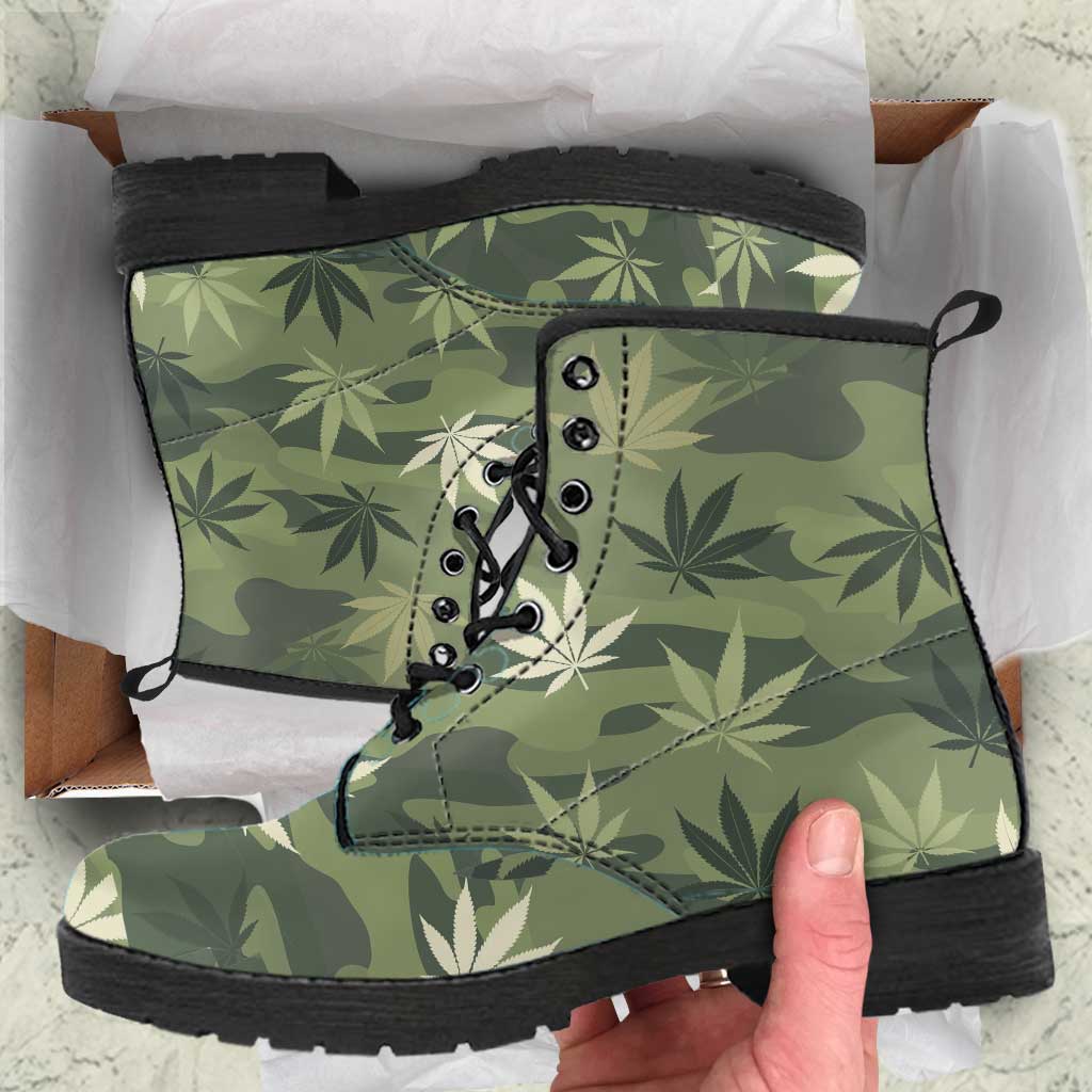 Stay High - Weed Leather Boots 0622