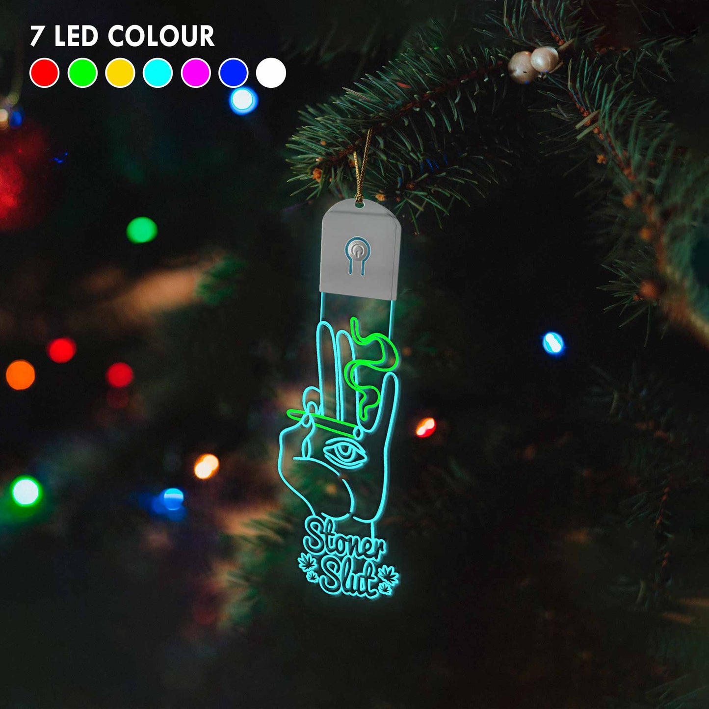 Get High Hot Pink - Christmas Weed Shaped Led Acrylic Ornament