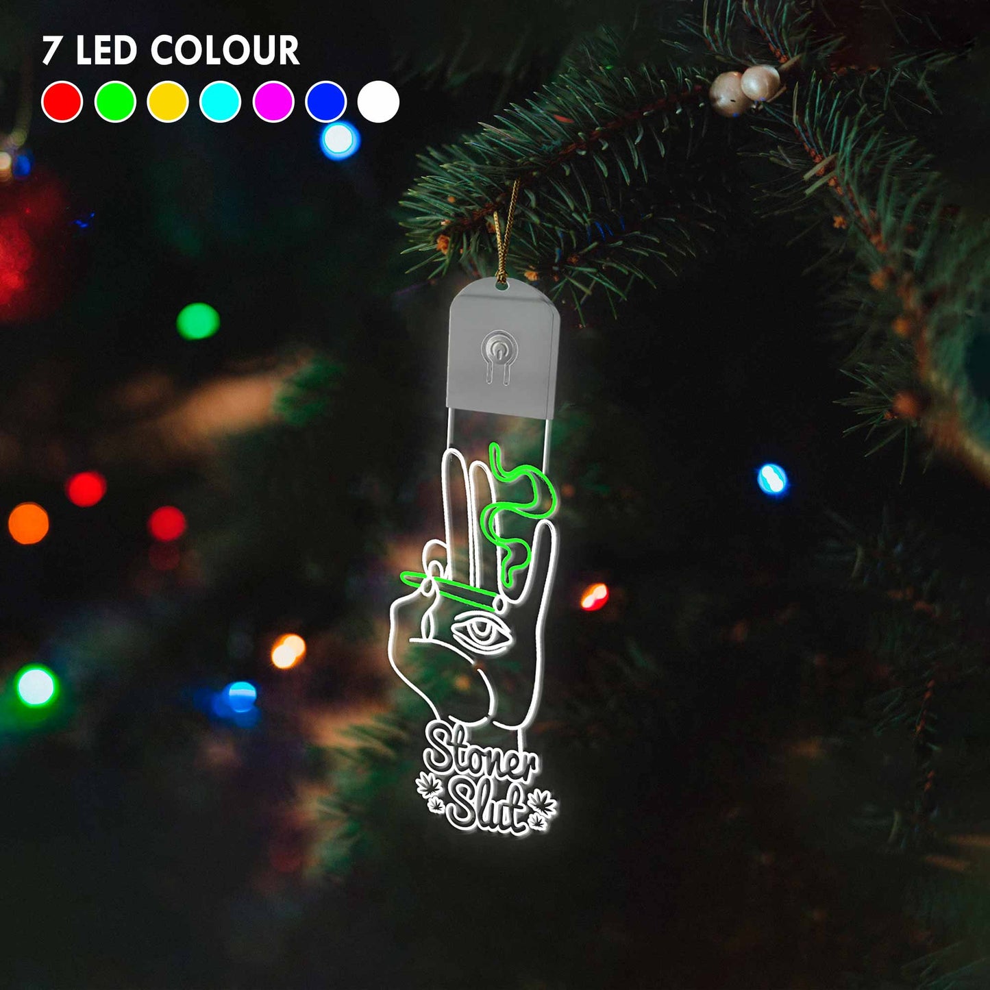 Get High Hot Pink - Christmas Weed Shaped Led Acrylic Ornament