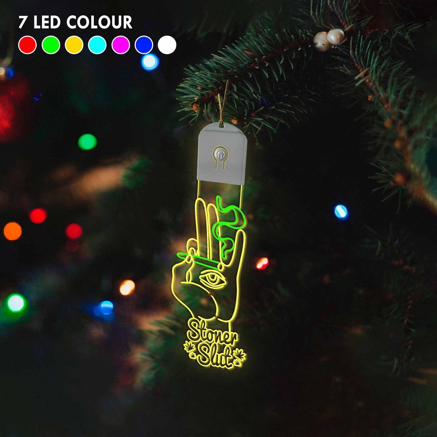 Get High Hot Pink - Christmas Weed Shaped Led Acrylic Ornament