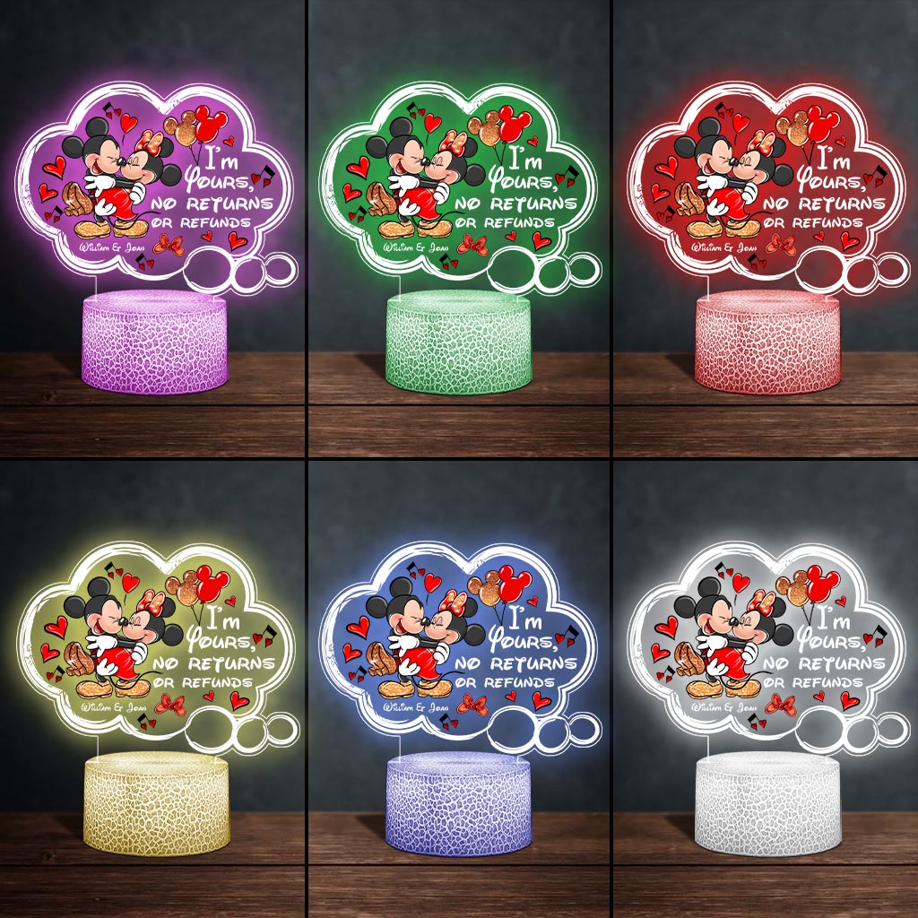 I'm Yours No Returns Or Refunds - Personalized Couple Mouse Shaped Plaque Light Base