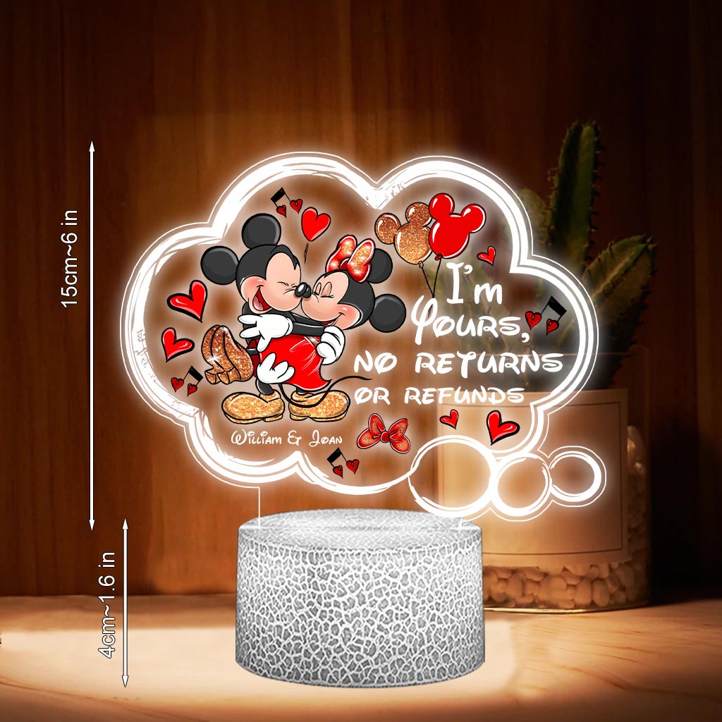 I'm Yours No Returns Or Refunds - Personalized Couple Mouse Shaped Plaque Light Base