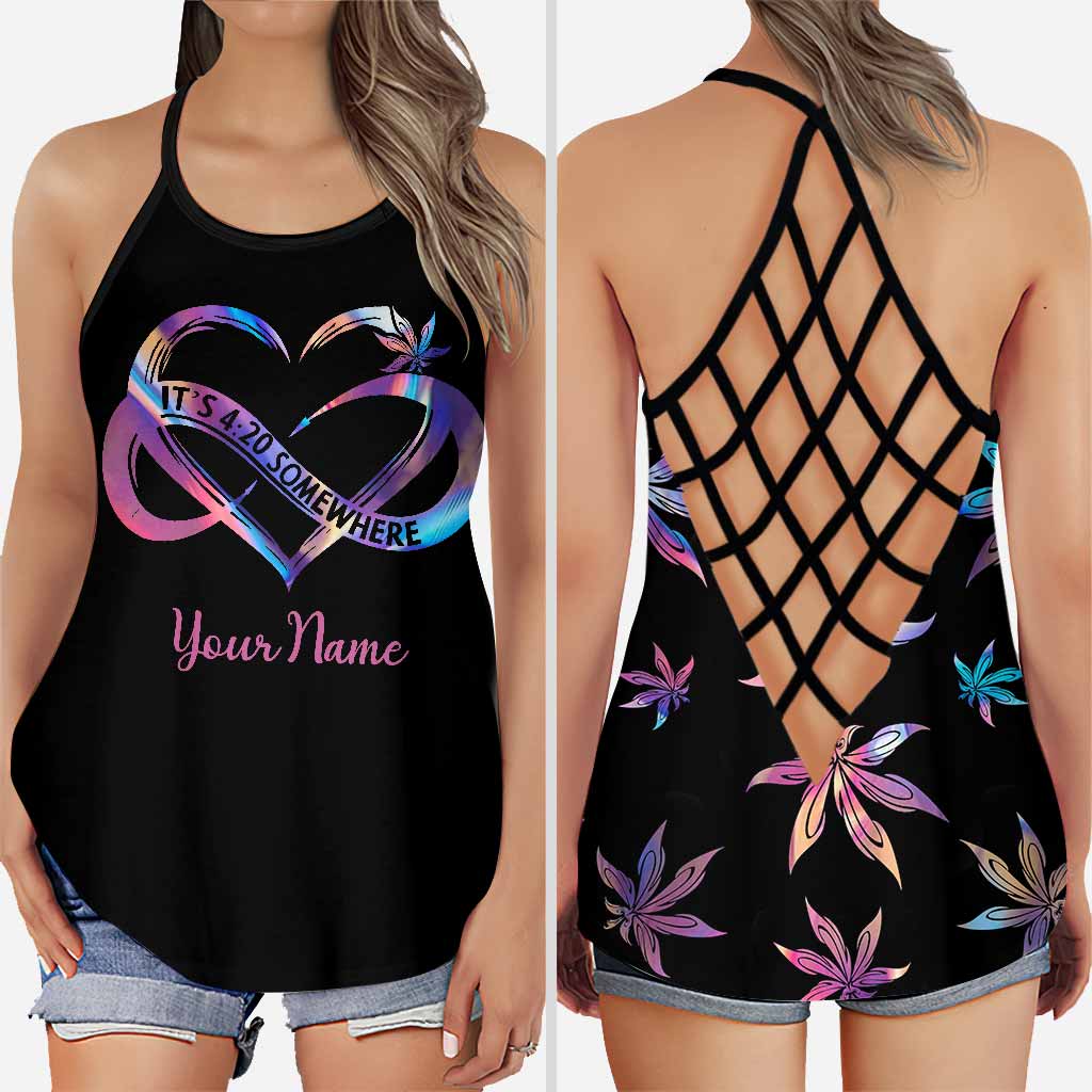 It's 420 Somewhere - Personalized Weed Cross Tank Top and Leggings