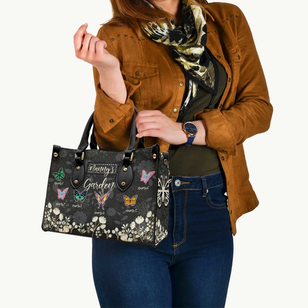Grandma's Garden Of Love - Personalized Leather Handbag