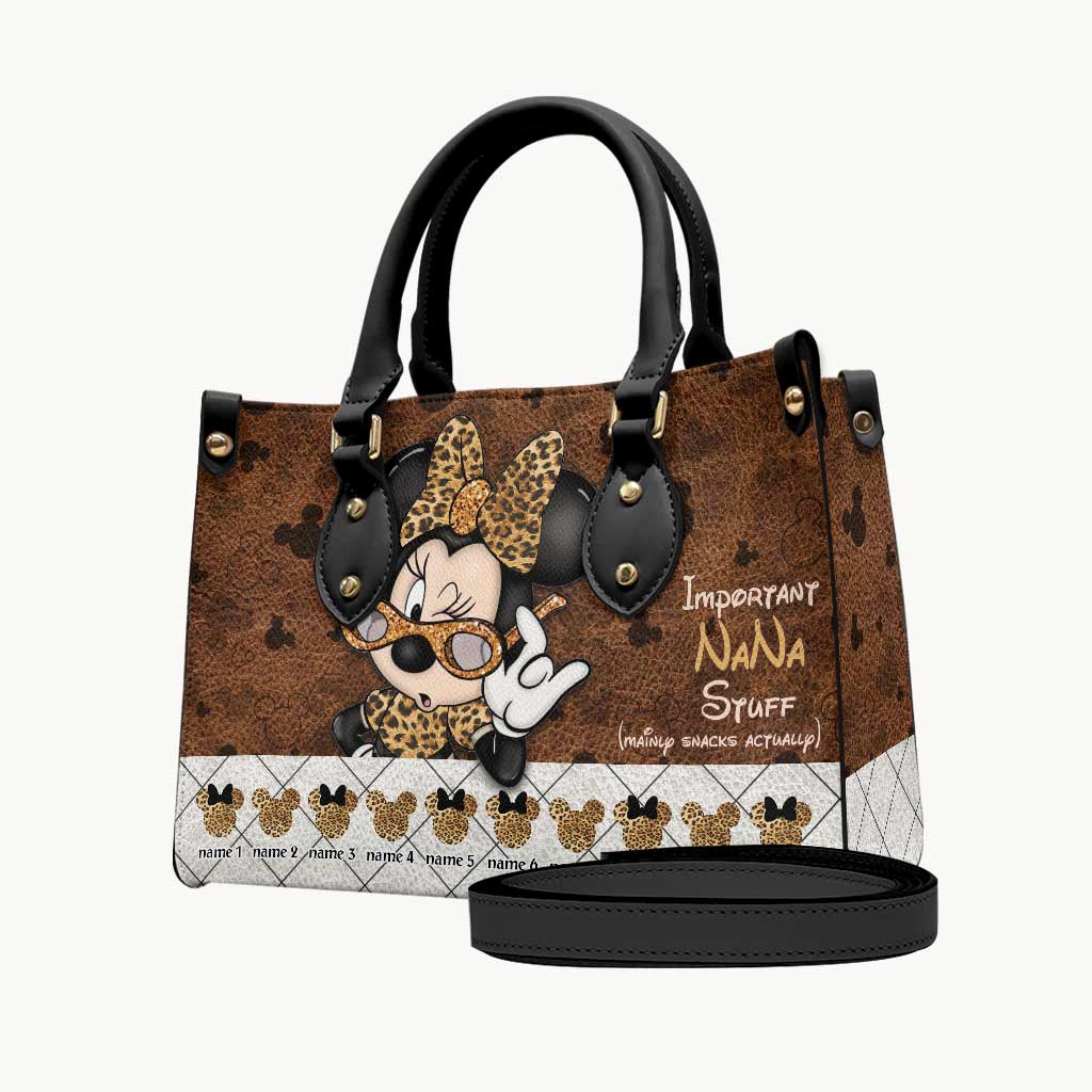 Important Nana Stuff - Personalized Grandma Leather Handbag