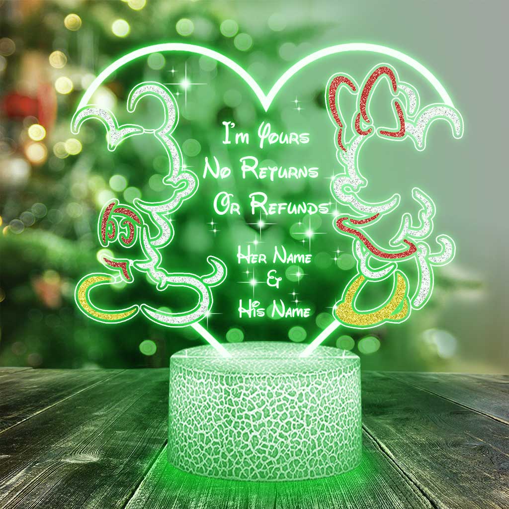I’m Yours No Returns Or Refunds - Personalized Couple Mouse Shaped Plaque Light Base