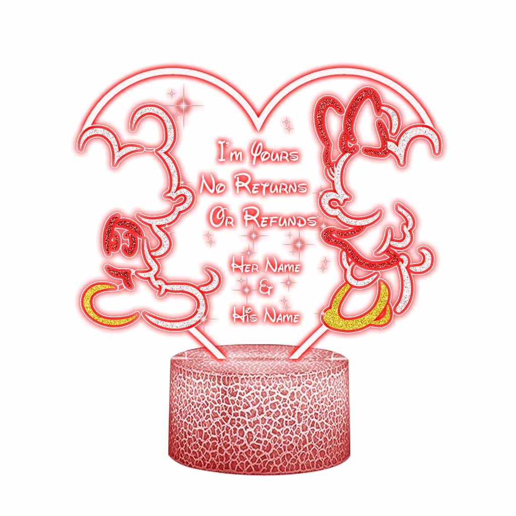 I’m Yours No Returns Or Refunds - Personalized Couple Mouse Shaped Plaque Light Base