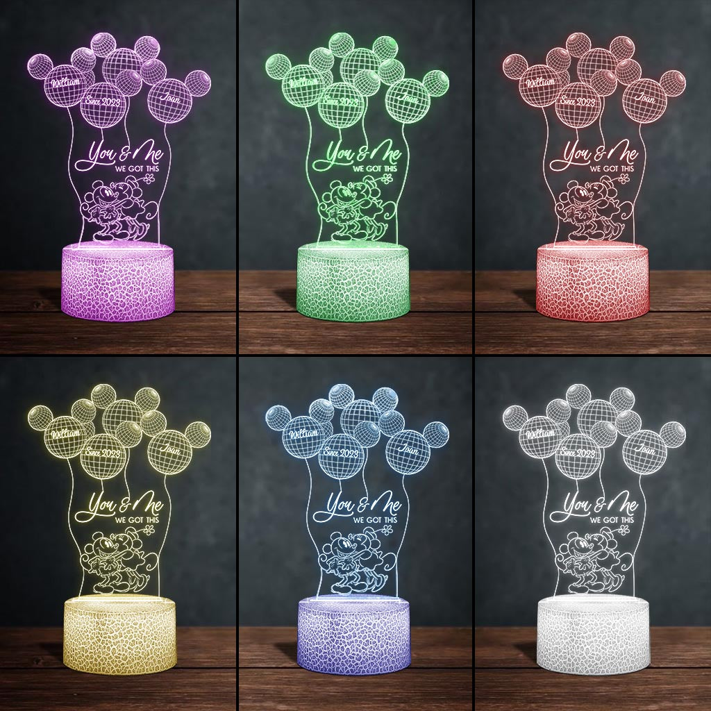 You And Me We Got This - Personalized Couple Mouse Shaped Plaque Light Base