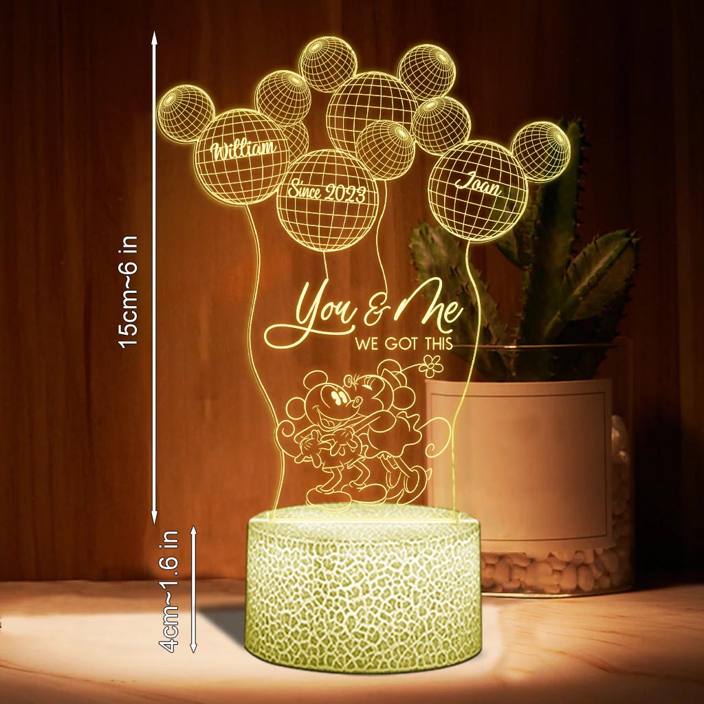 You And Me We Got This - Personalized Couple Mouse Shaped Plaque Light Base