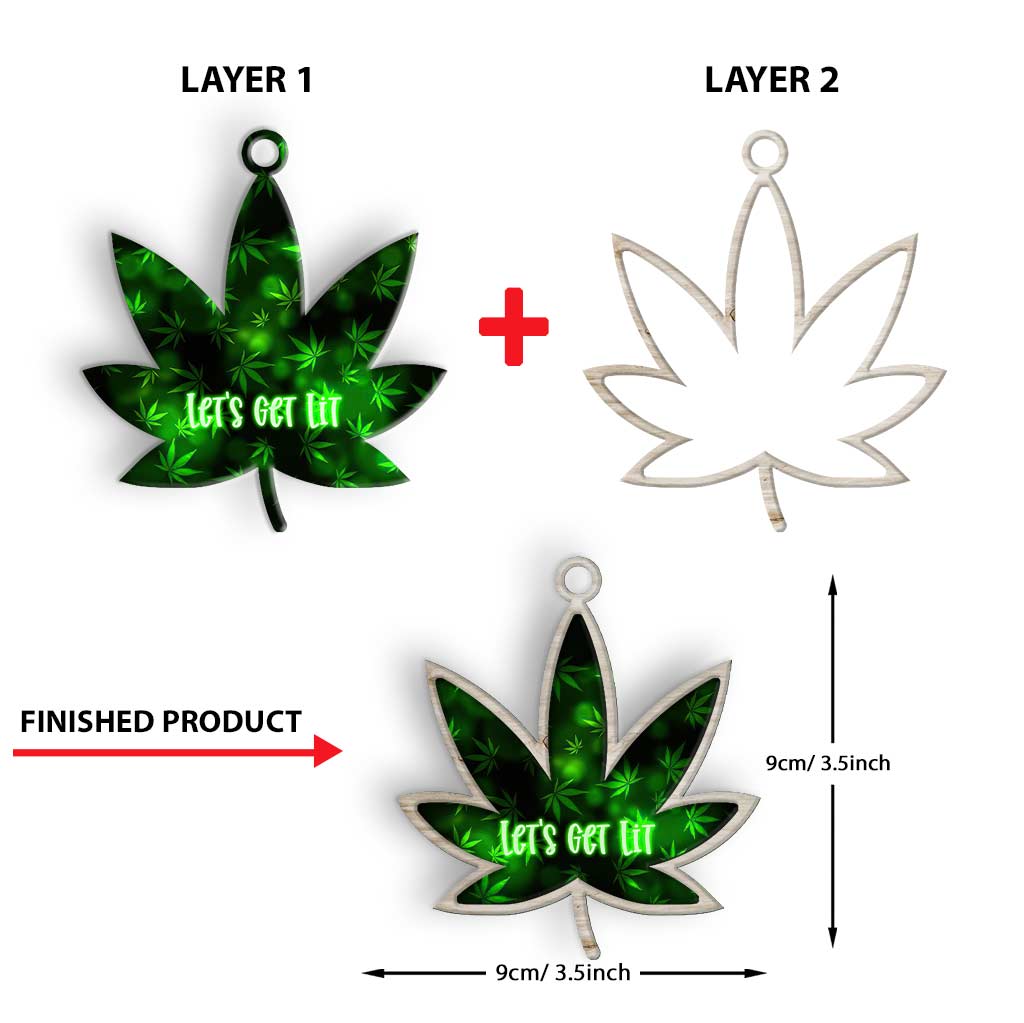 Let's Get Lit - Personalized Christmas Weed Layered Wood Ornament