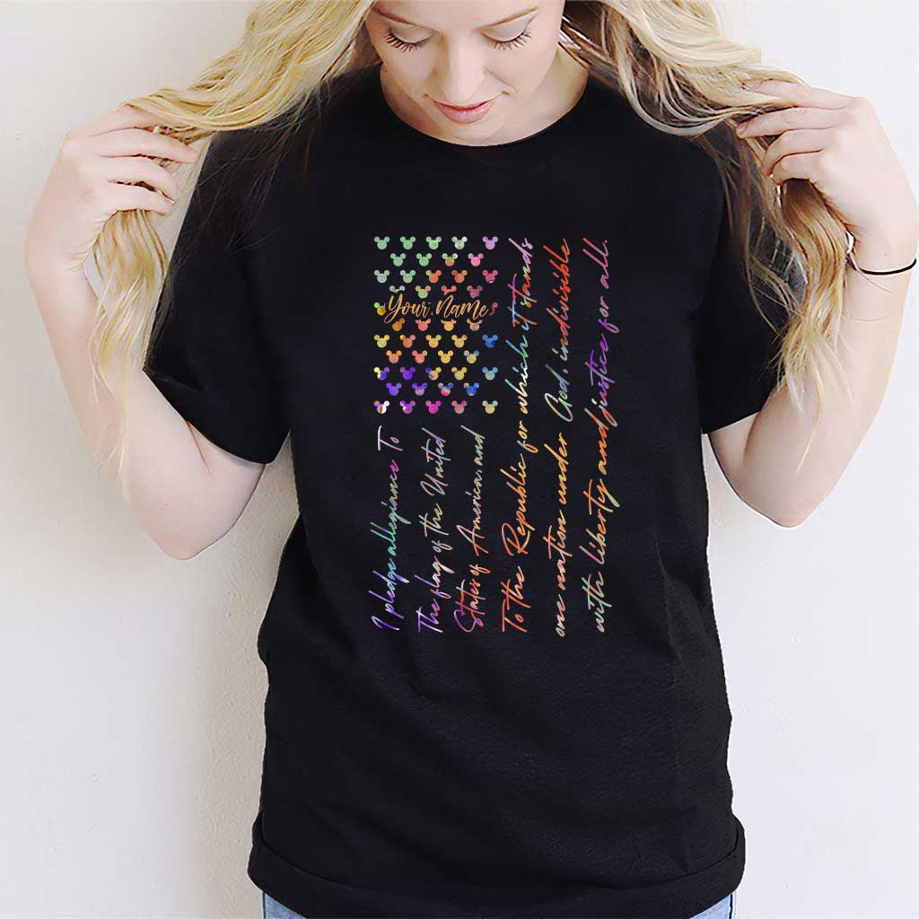 Mouse Ears Pledge Of Allegiance - Personalized Independence Day T-shirt and Hoodie