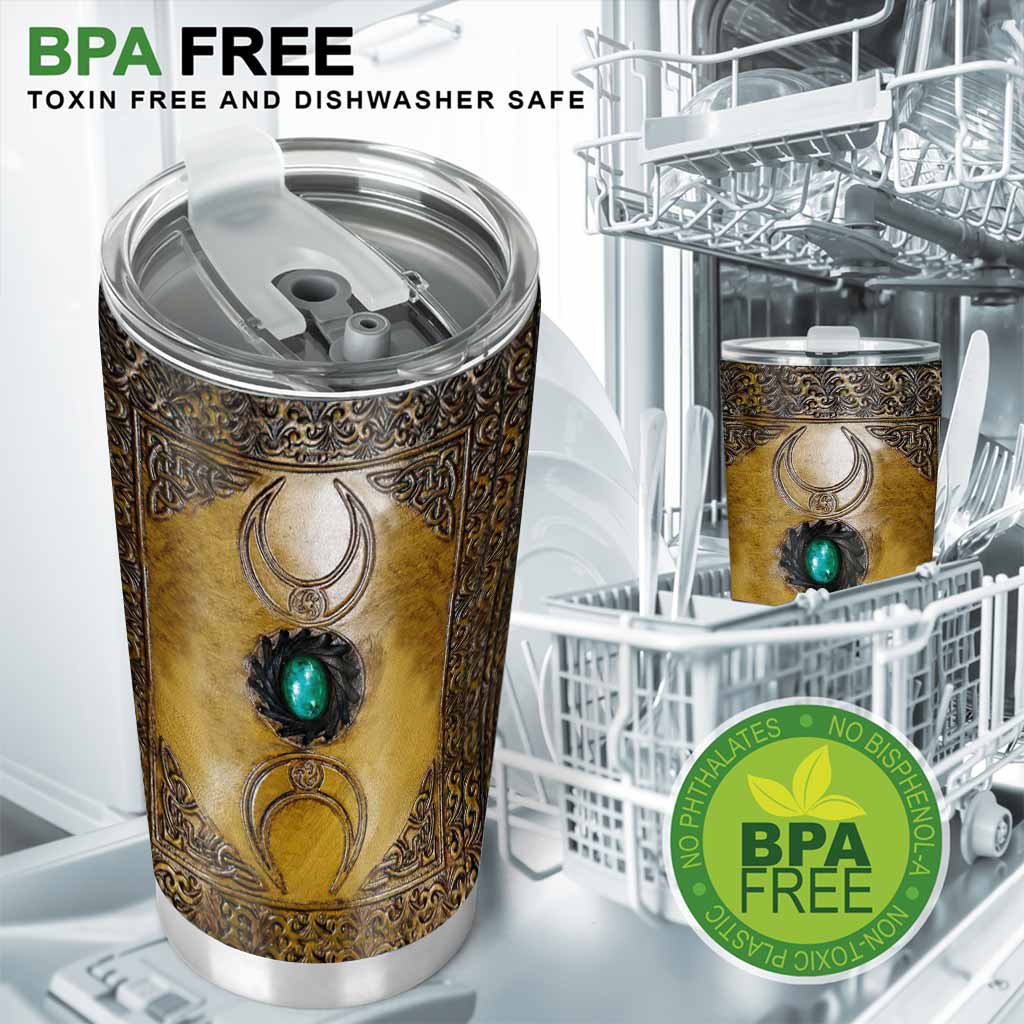 Triple Moon Third Eye Witch Leather Pattern Print  Tumbler