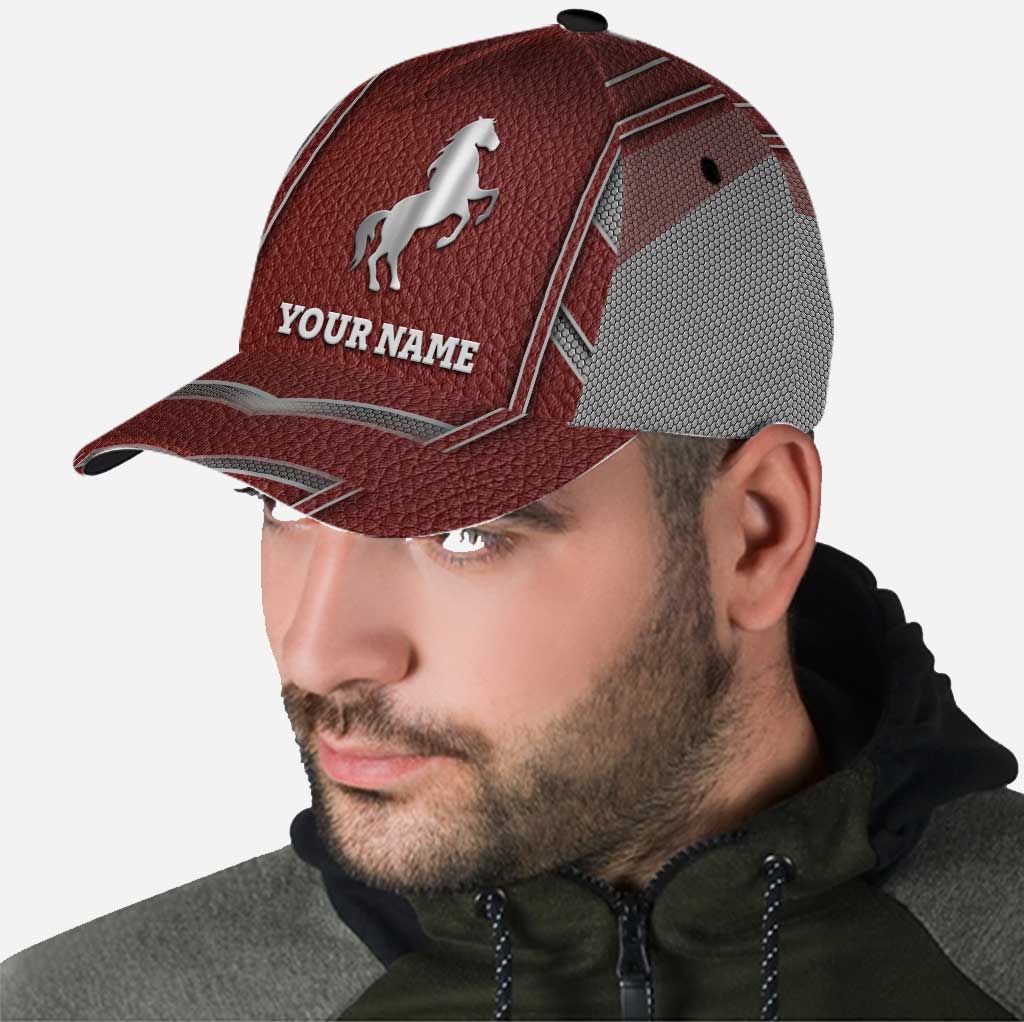 Love Horses -  Personalized Classic Cap With Metal Pattern Print