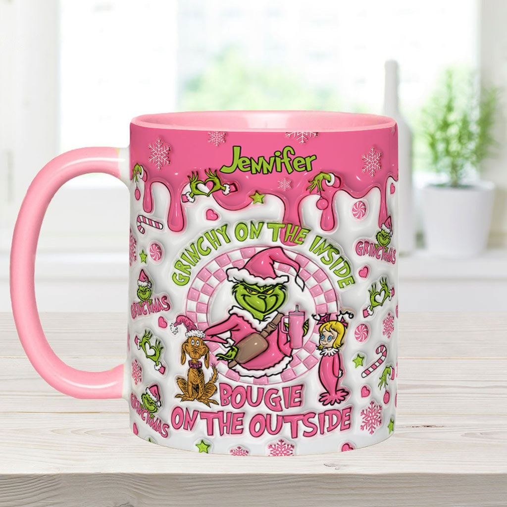 Grinchy On The Inside - Personalized Stole Christmas Accent Mug