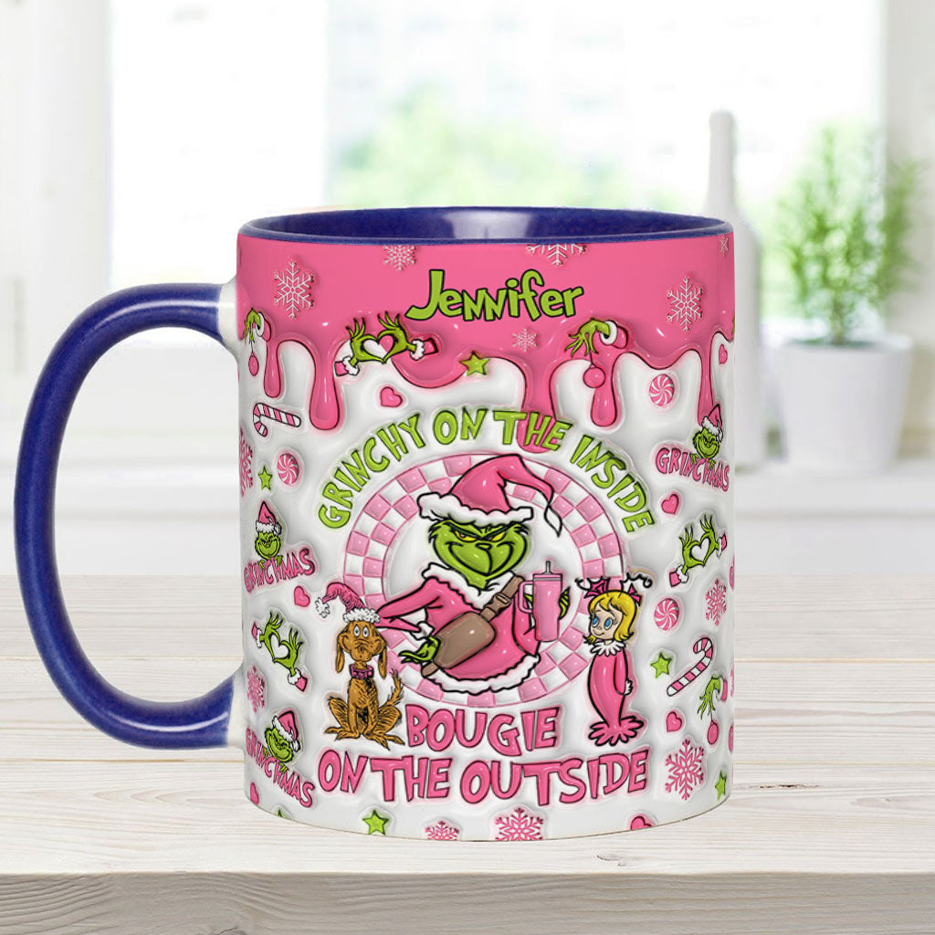 Grinchy On The Inside - Personalized Stole Christmas Accent Mug