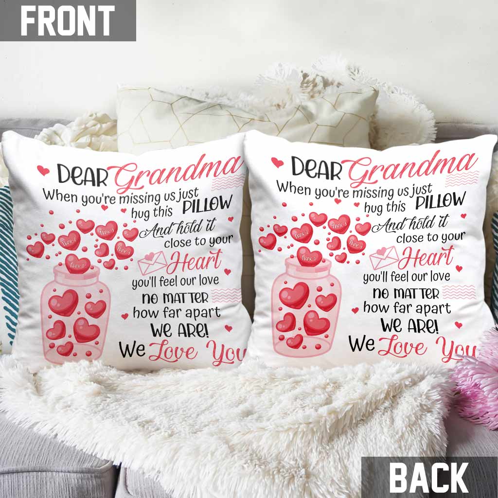 Bottle Of Hearts Mom Grandma - Personalized Throw Pillow