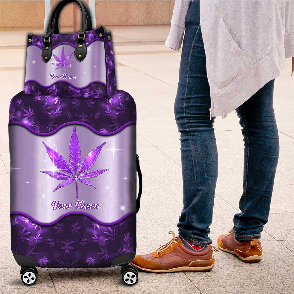 Get High Purple - Personalized Weed Leather Handbag & Luggage Cover