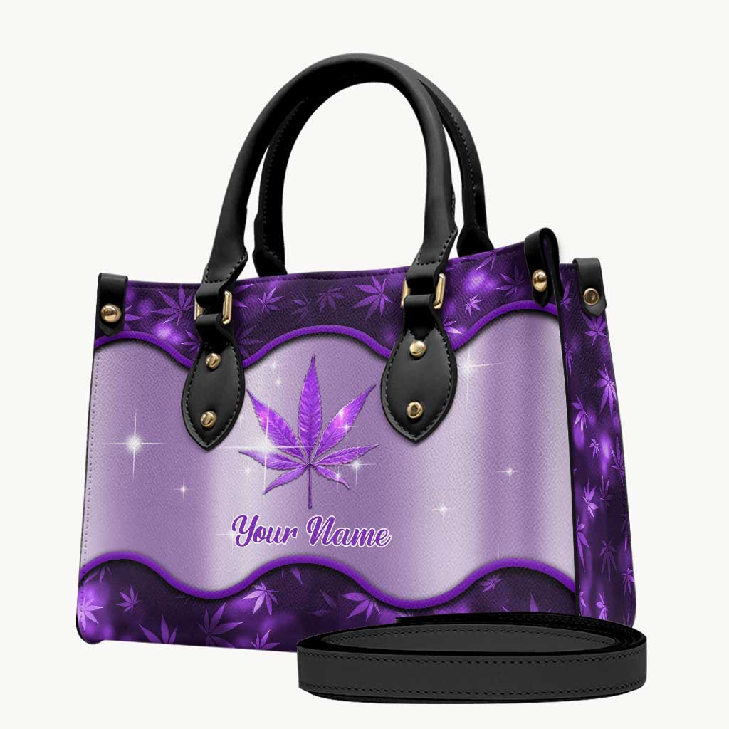 Get High Purple - Personalized Weed Leather Handbag & Luggage Cover