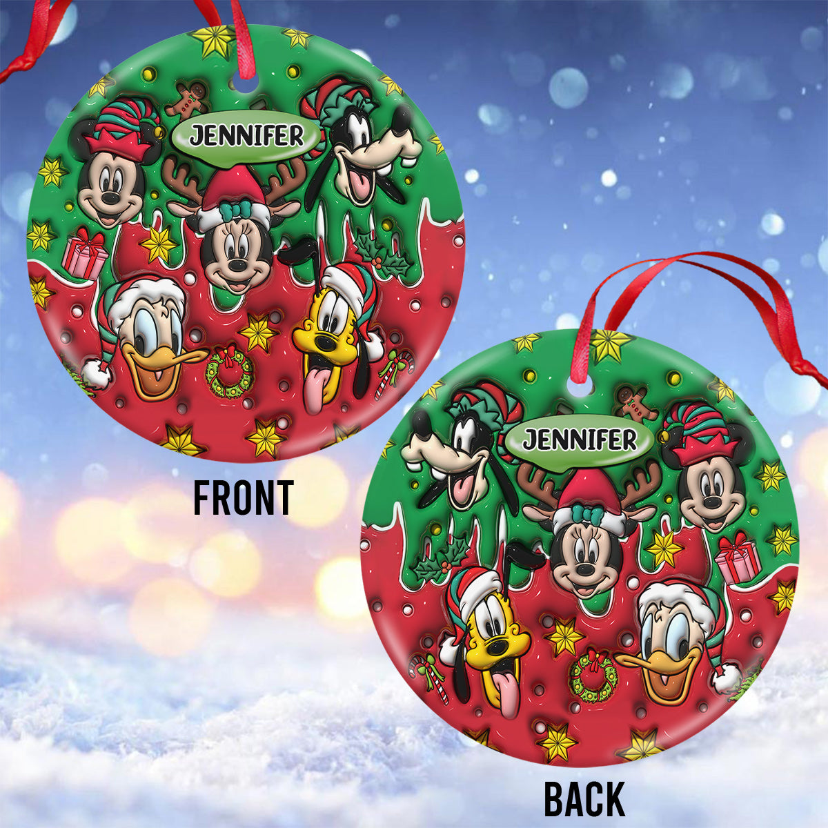 Christmas Is Coming - Personalized Mouse Ceramic Circle Ornament