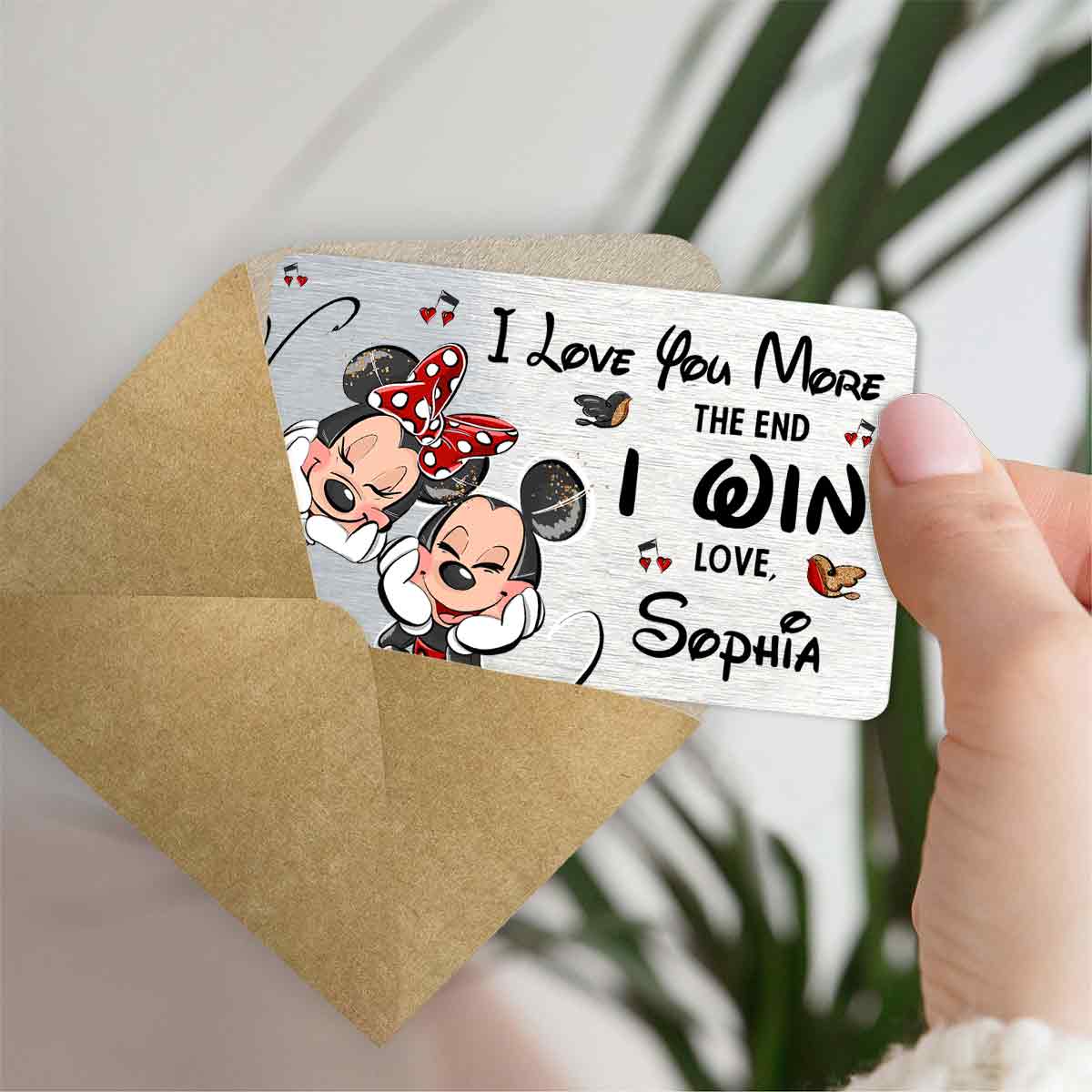 I Love You More - Personalized Mouse Wallet Insert Card