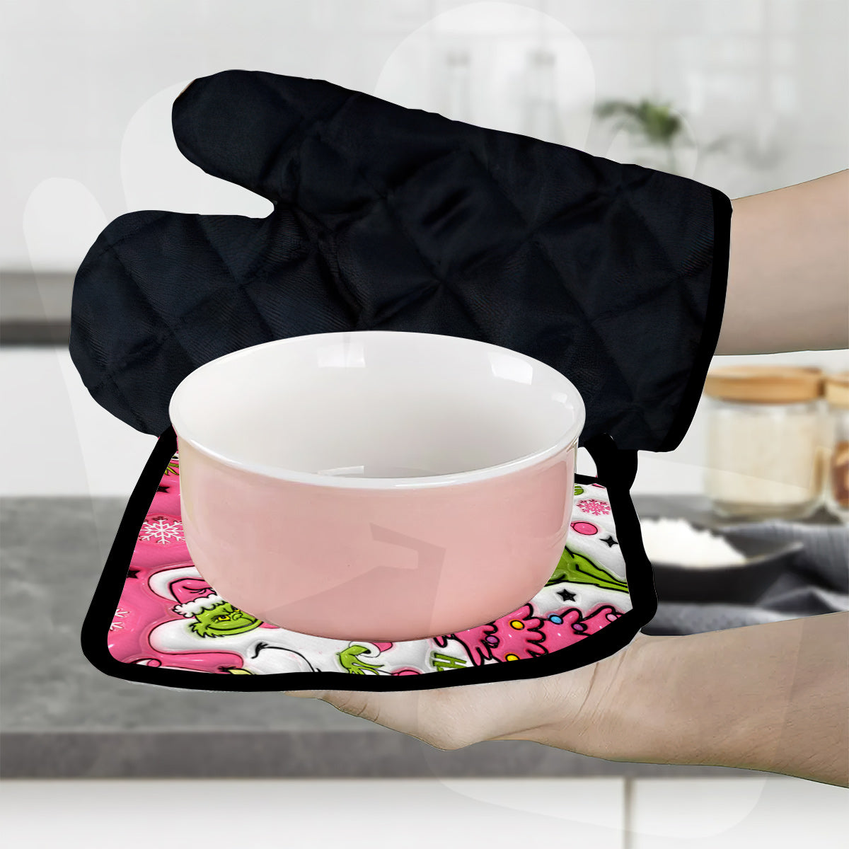 Merry Grinchmas - Personalized Stole Christmas Oven Mitts & Pot Holder Set