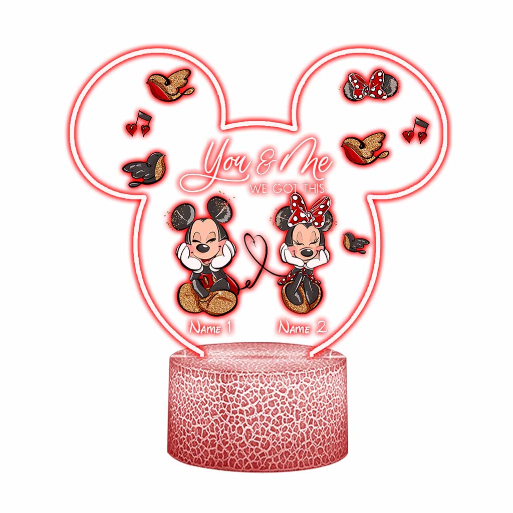You And Me We Got This - Personalized Couple Mouse Shaped Plaque Light Base