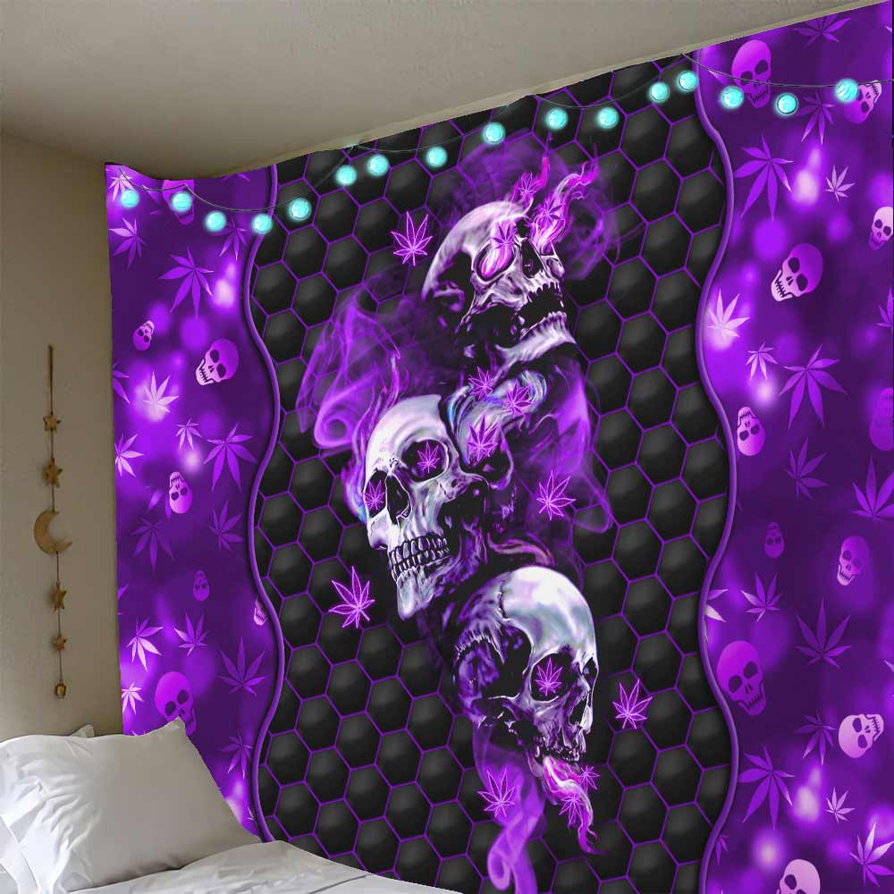 Stoned Skull - Weed Wall Tapestry