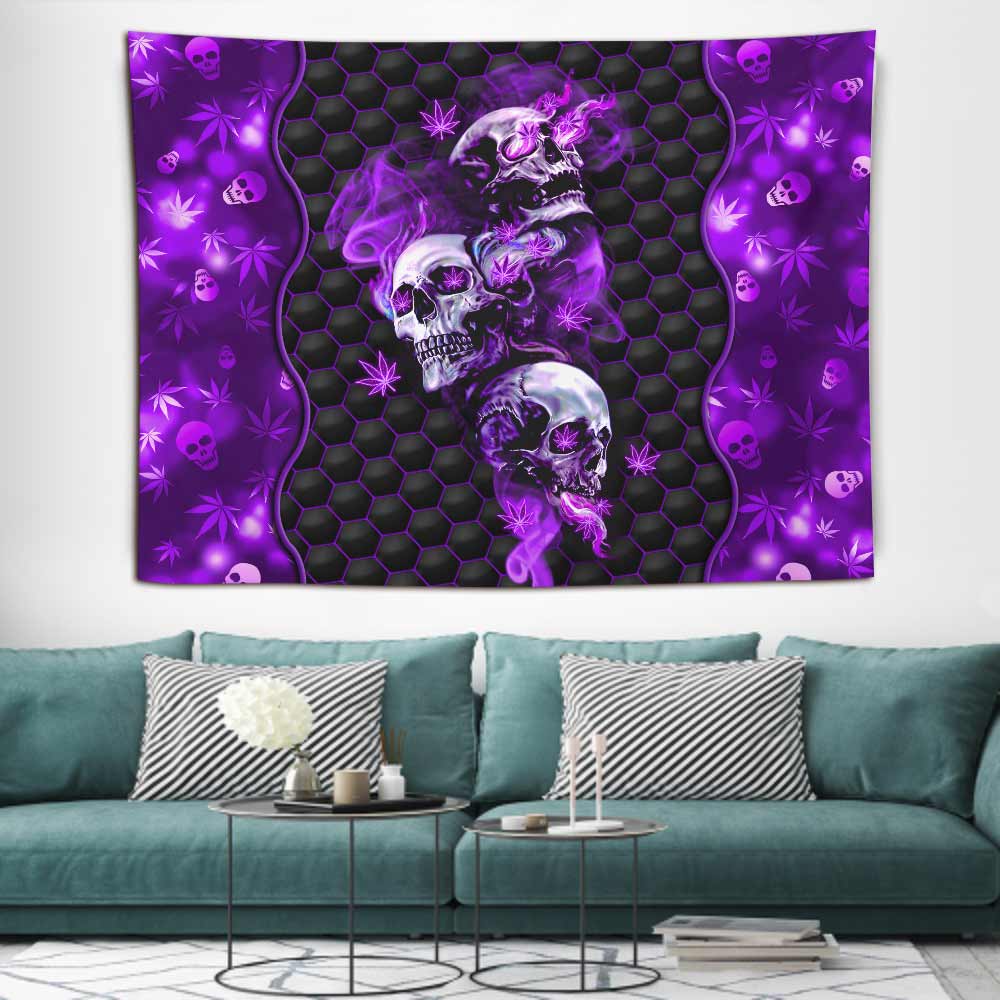 Stoned Skull - Weed Wall Tapestry