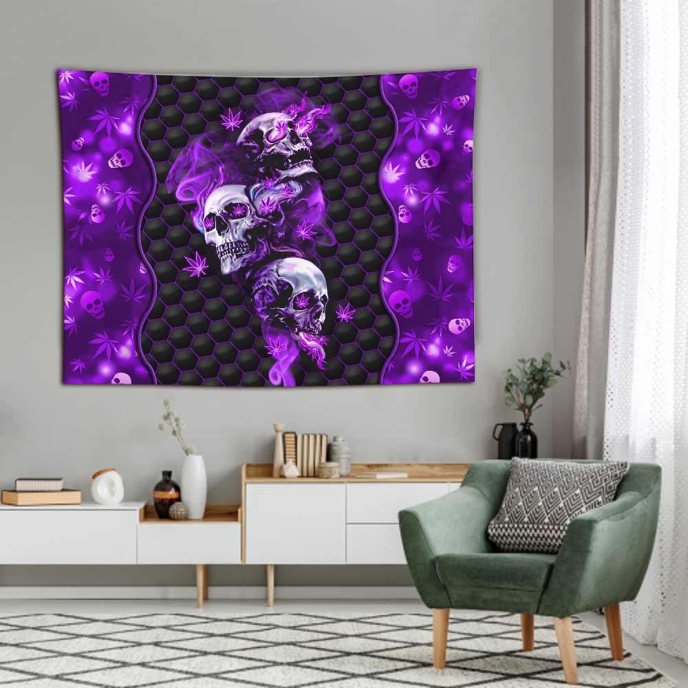 Stoned Skull - Weed Wall Tapestry
