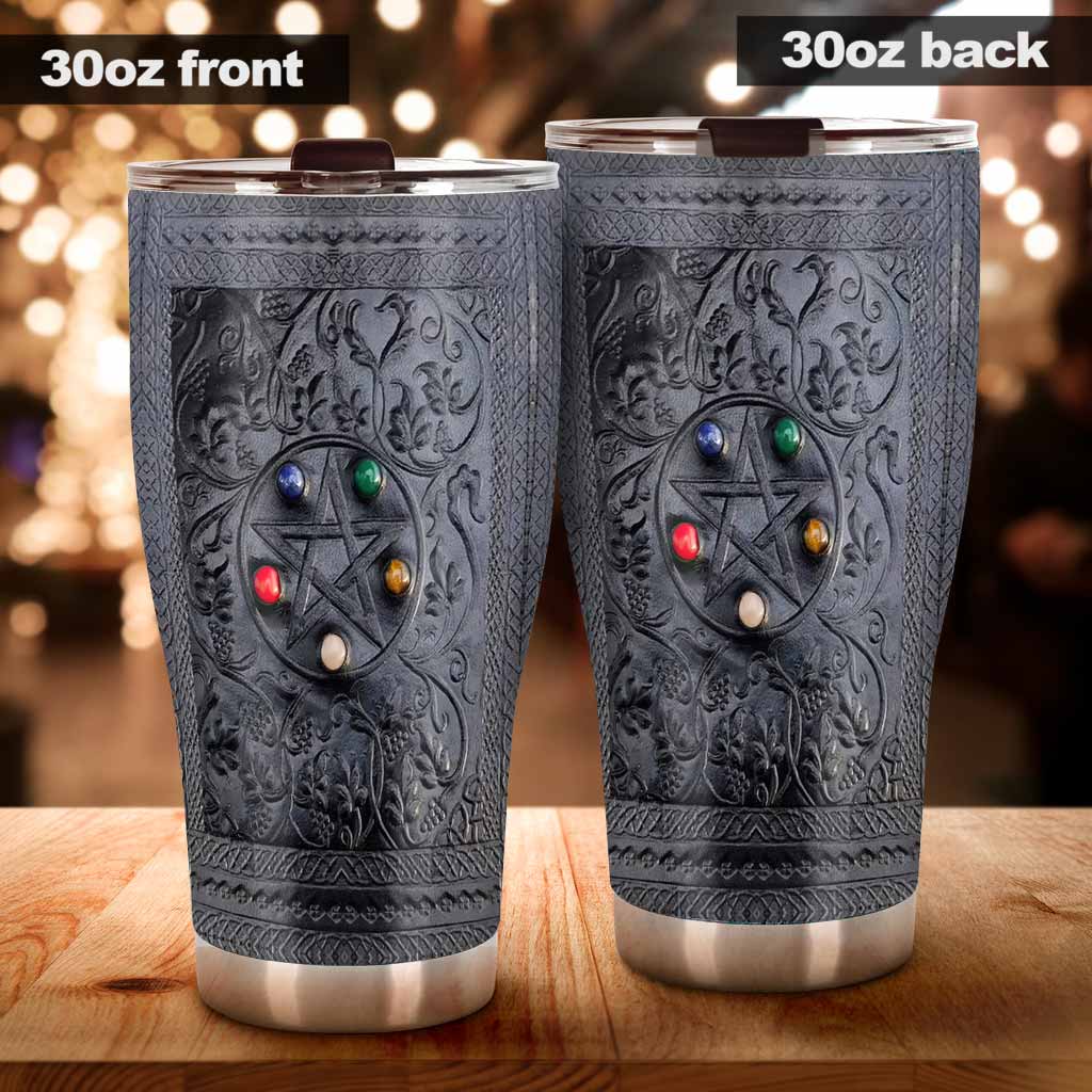 Salty Lil' Witch Leather Pattern Print Tumbler