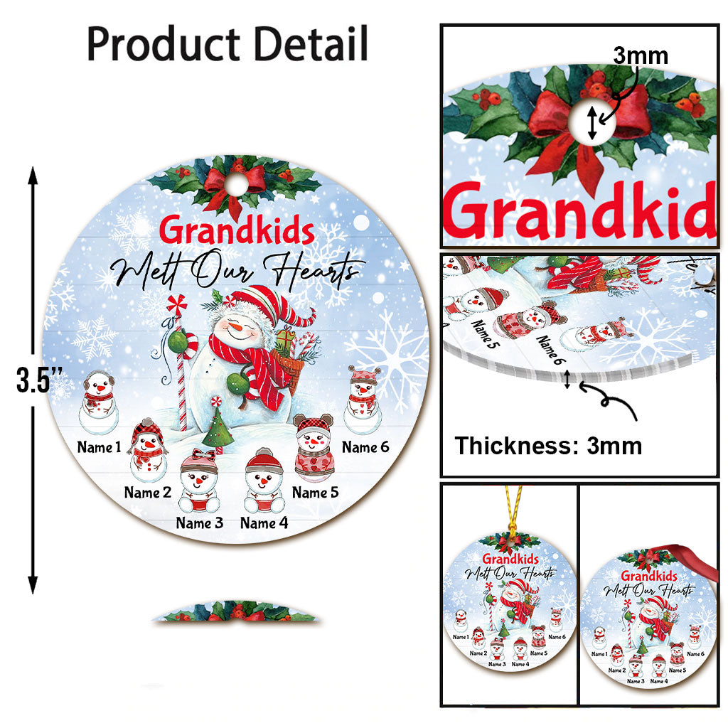 Grandkids Melt Our Heart - Personalized Grandma Ornament (Printed On Both Sides)